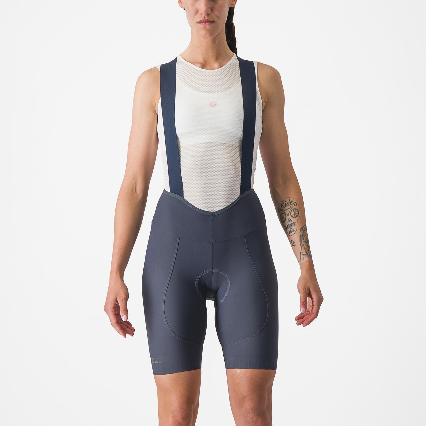 CASTELLI ESPRESSO W DT Damen Kurze Trägerhose Blau