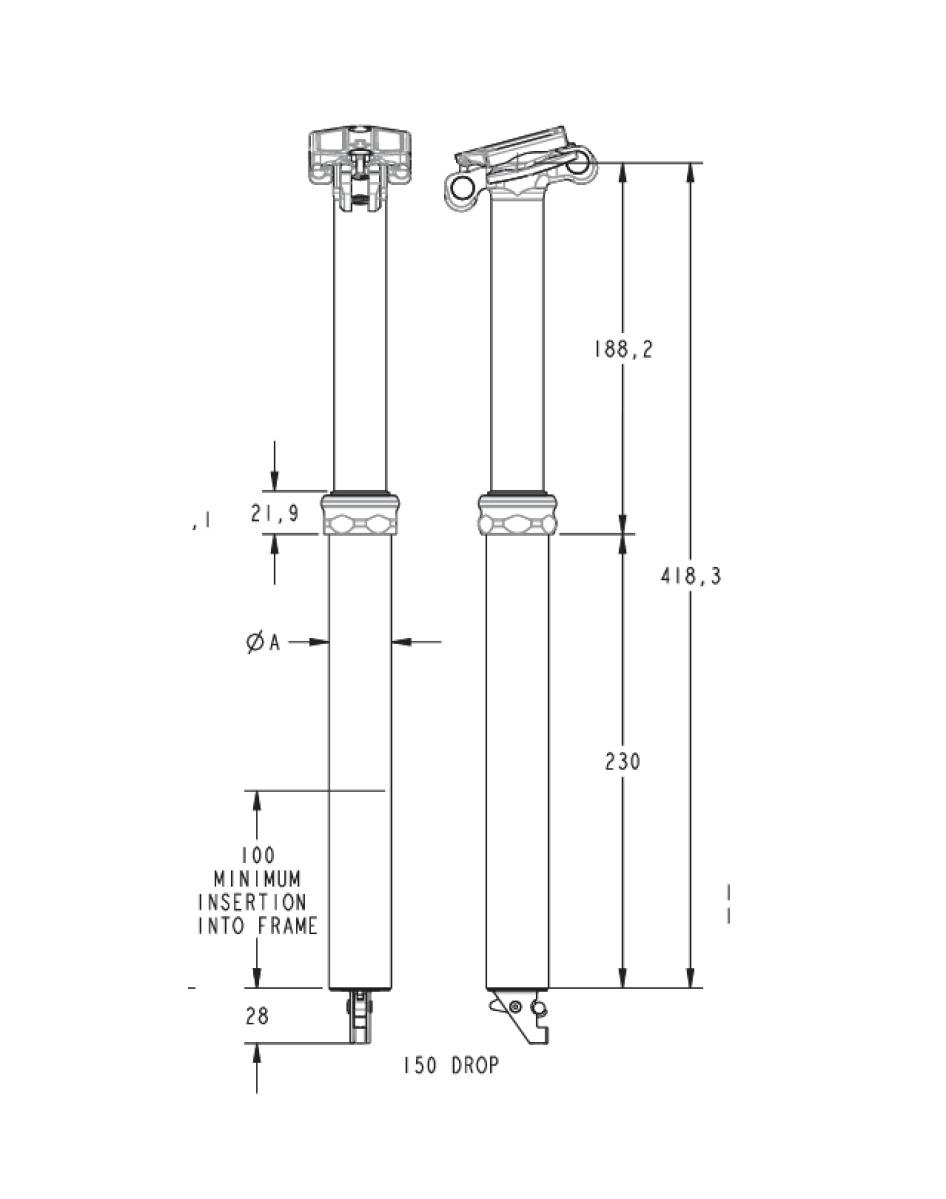 FOX RACING SHOX TRANSFER FACTORY 150mm Teleskop-Sattelstütze