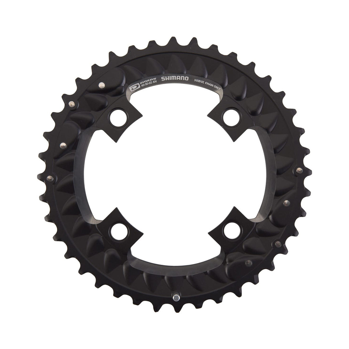 SHIMANO SLX M7000 äußeres Kettenblatt für Dreifachkurbel, 10-fach, 4-Loch, 96 mm — Ansicht des Kettenblatts vor weißem Hintergrund
