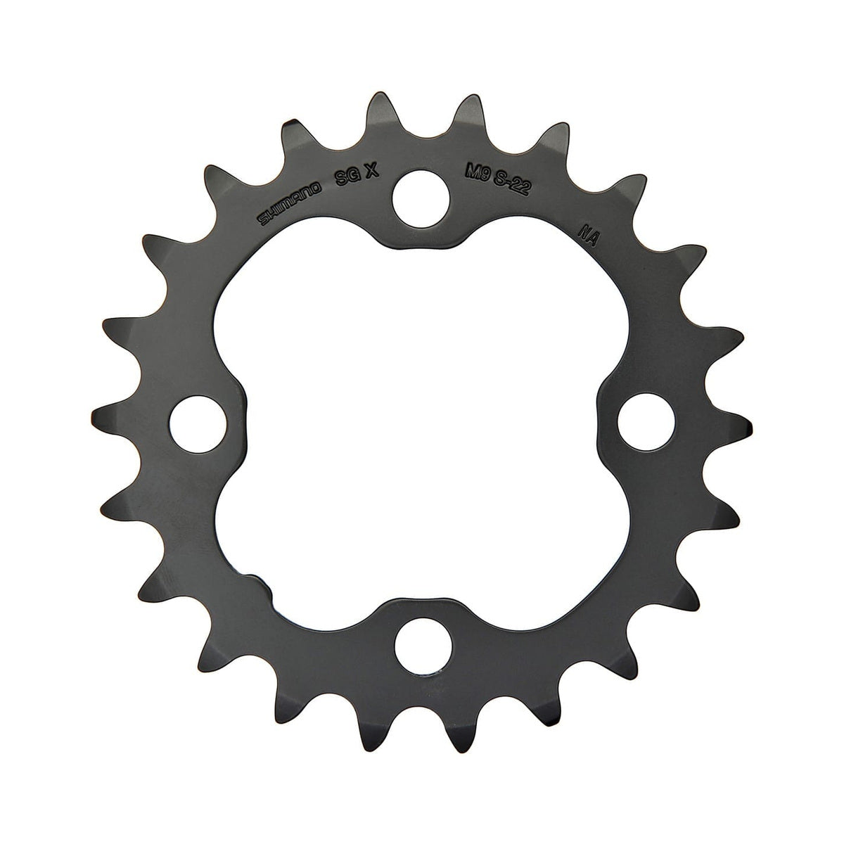 SHIMANO DEORE M590 inneres Kettenblatt, 9-fach, 4-Loch, 64 mm, schwarz — Ansicht des Kettenblatts vor weißem Hintergrund