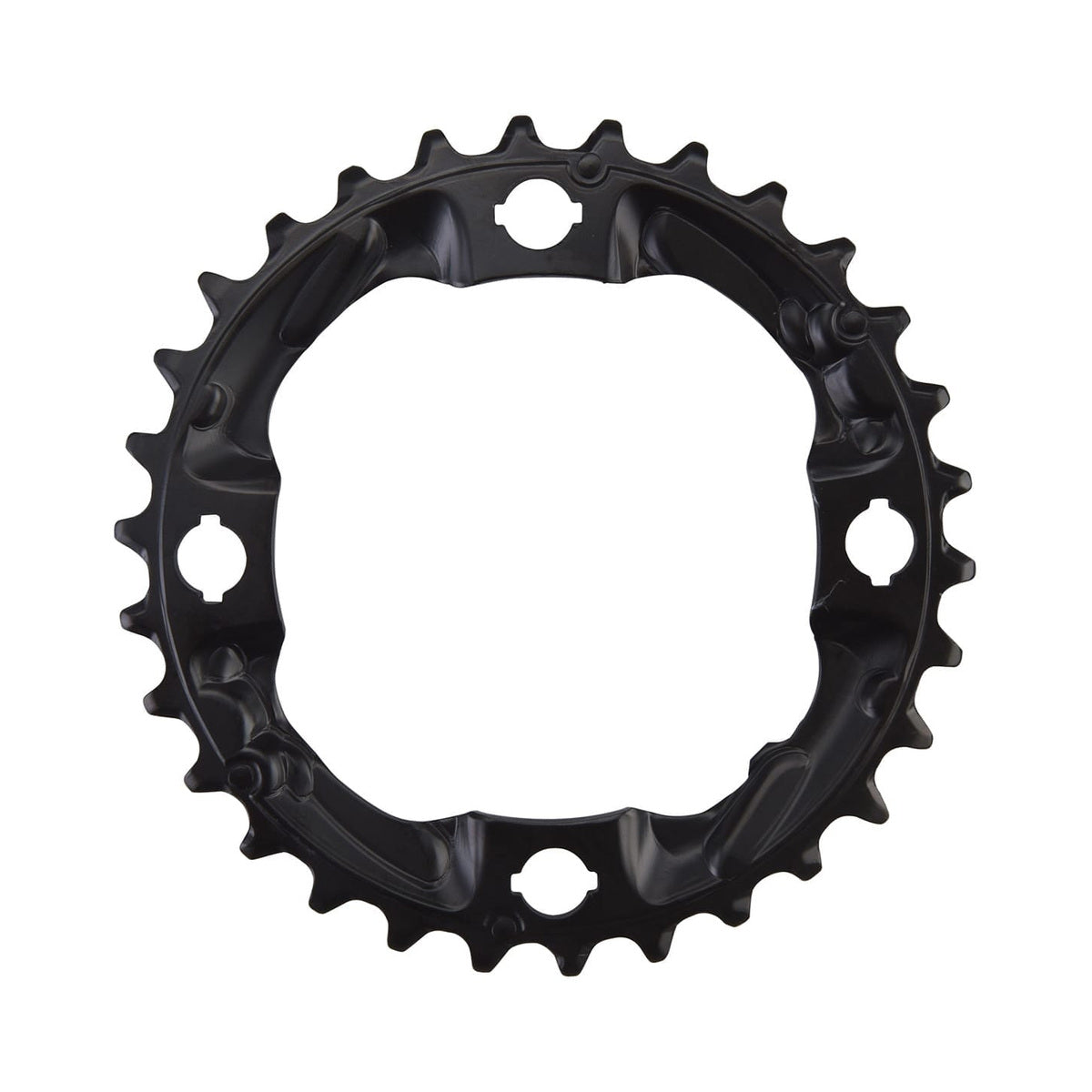 Mittleres/äußeres Kettenblatt SHIMANO ALIVIO M4000 9-fach, 4-Loch, 96 mm — Kettenblatt auf weißem Hintergrund