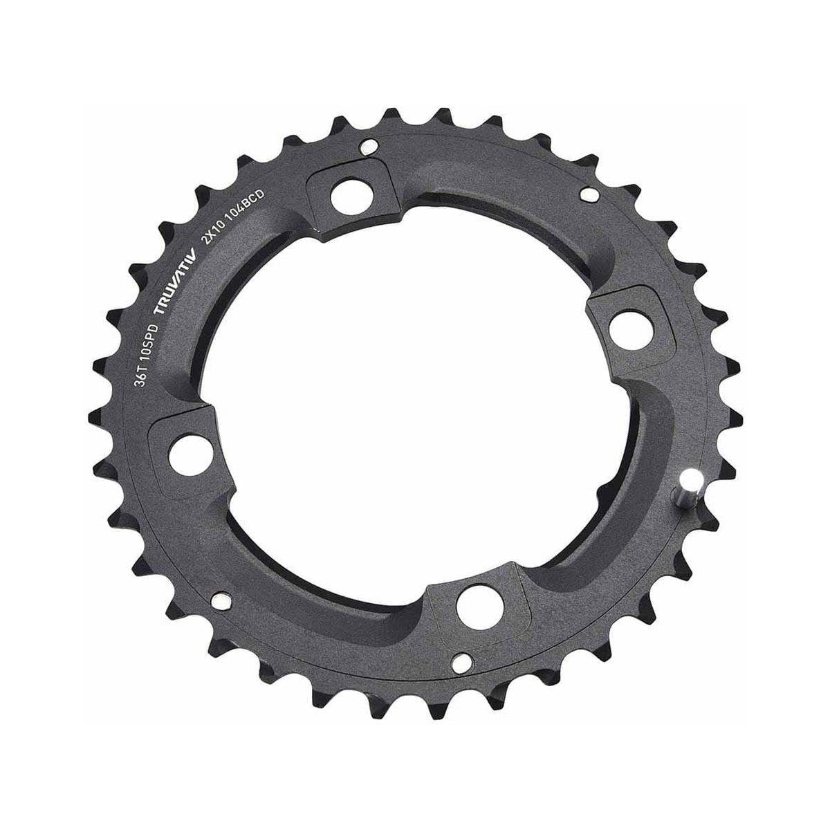 Äußeres Kettenblatt SRAM MTB 104BCD 10-fach, 4-Loch, 104 mm, langer Stift — Kettenblatt auf weißem Hintergrund