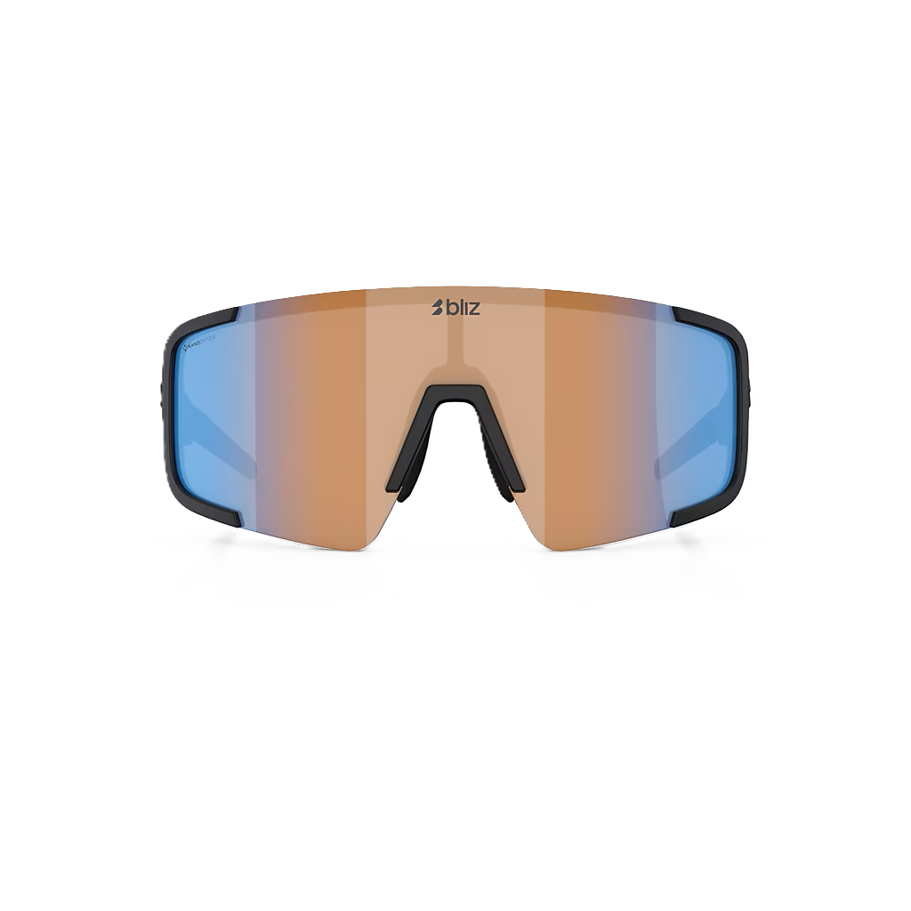 BLIZ P003 SMALL Brille Schwarz Mattschirm Coral/Orange Iridiumblau