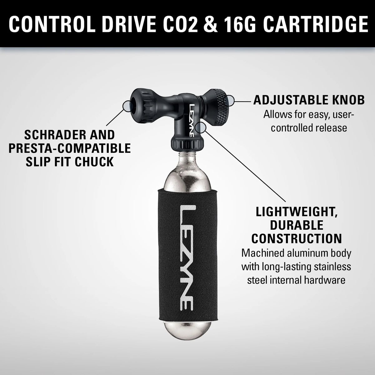 LEZYNE CONTROL DRIVE CO2-Inflator + CO2-Gewindekartusche, Rot