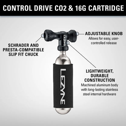LEZYNE CONTROL DRIVE CO2-Inflator + CO2-Gewindekartusche, Rot