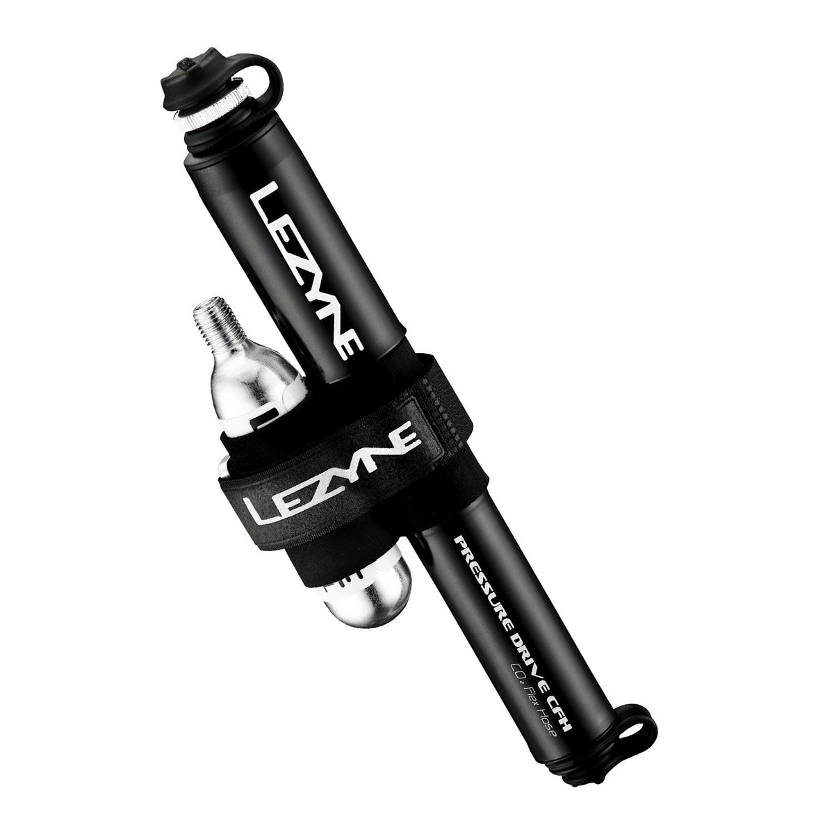 LEZYNE PRESSURE DRIVE CFH Handpumpe + 16-g-CO₂-Kartusche, Schwarz