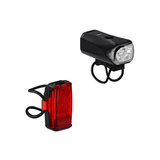 Leuchten-Set mit LEZYNE KTV DRIVE 300+ Frontleuchte und KTV+ DRIVE Rückleuchte in Schwarz