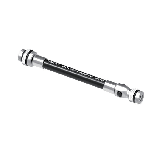 Schwarz-silberner LEZYNE ABS Flex Presta/Schrader-Ersatzschlauch für Pocket Drive Mini