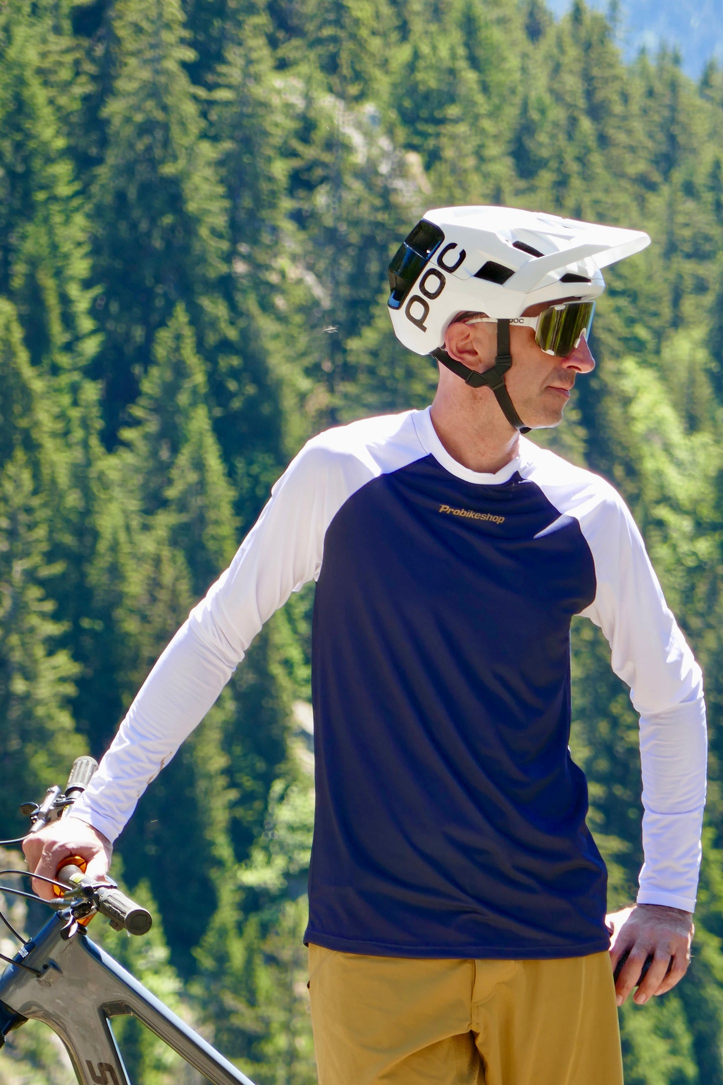 PROBIKESHOP FREERIDE Trikot Langarm Marine/Weiß