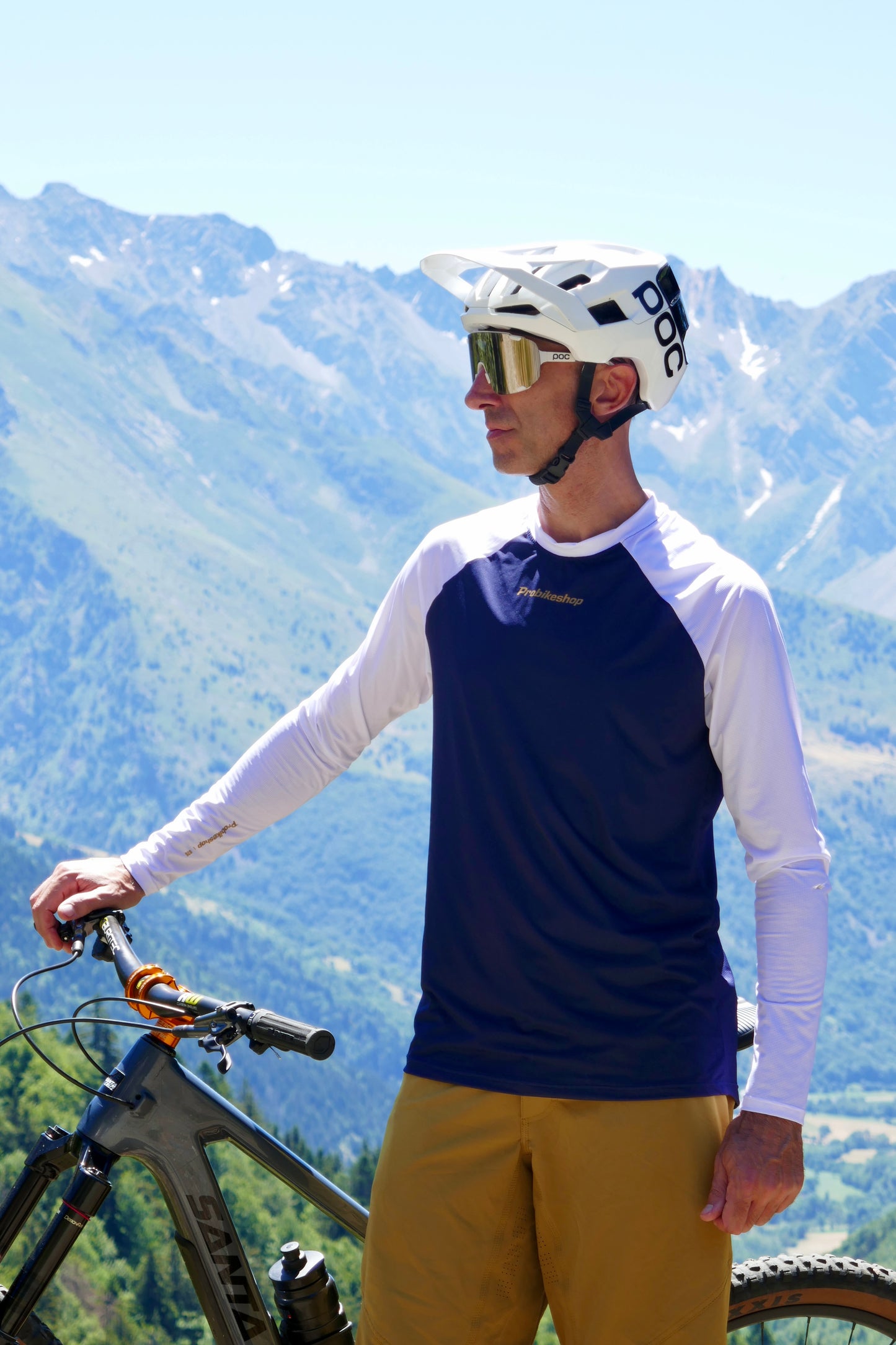 PROBIKESHOP FREERIDE Trikot Langarm Marine/Weiß