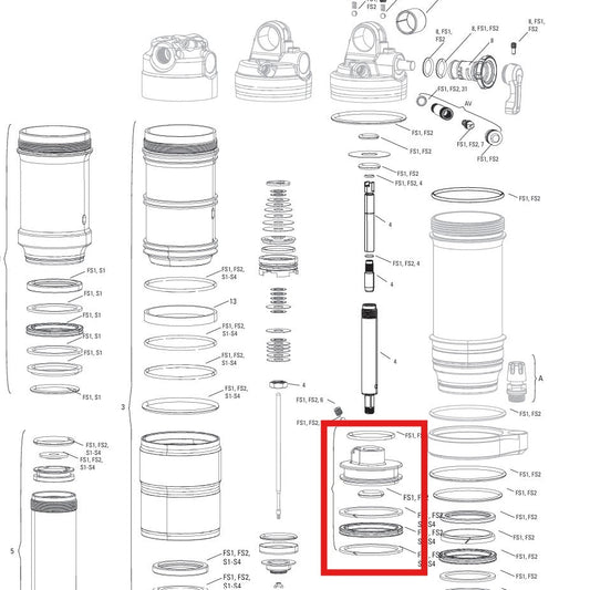 Sealhead Piston Kit für ROCKSHOX MONARCH Stoßdämpfer B1(PLUS. RL. XX). C1(R.RT.RT3). D1(RT3)