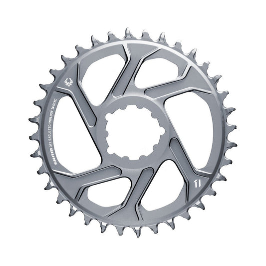 Plateau Mono SRAM  EAGLE X-SYNC 2 BOOST 11/12V Direct Mount Offset 3mm Gris — vue du plateau sur fond blanc
