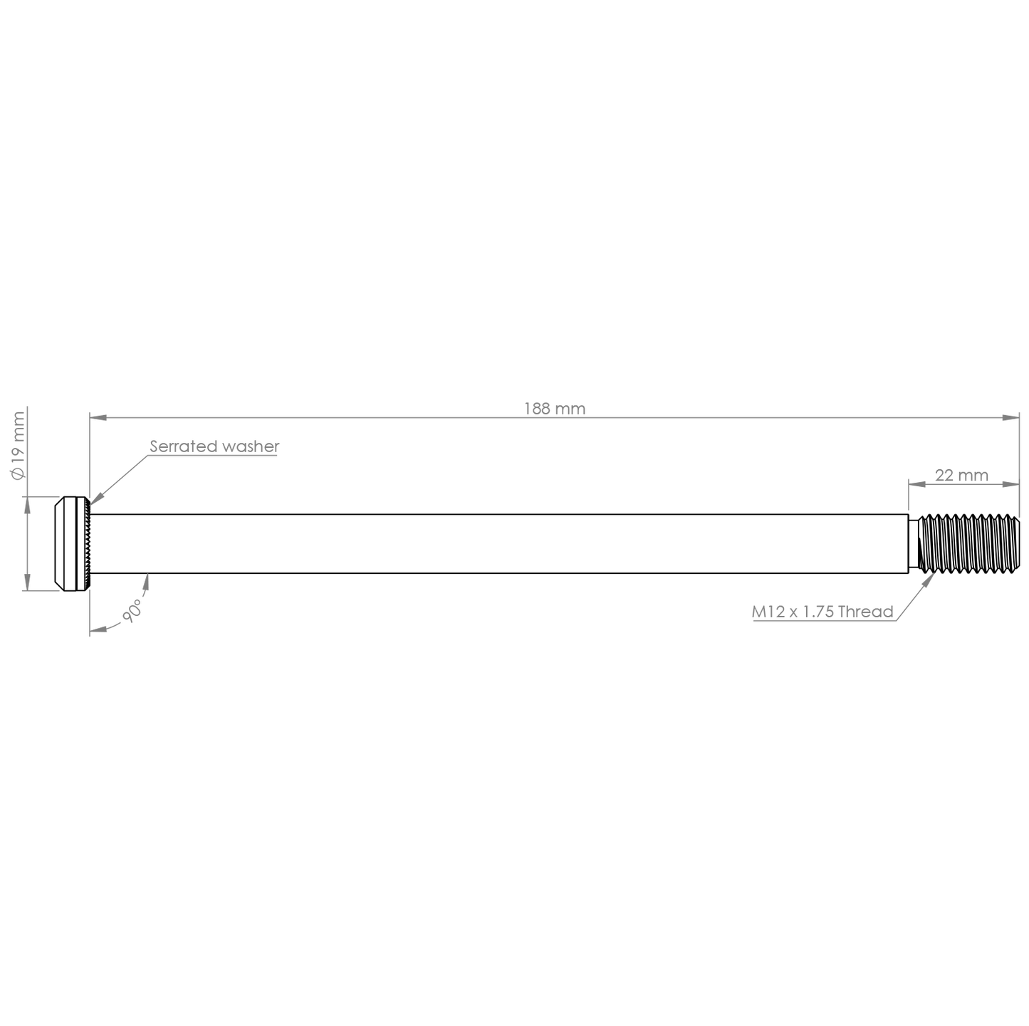 BURGTEC Hinterradachse 188mm x 12mm 1.75mm Pitch Schwarz