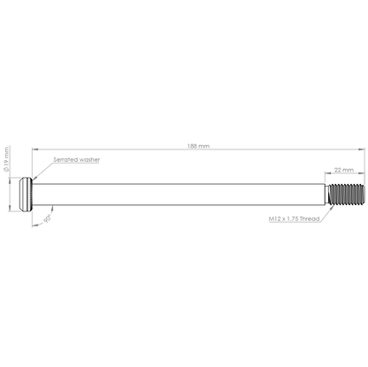 BURGTEC Hinterradachse 188 mm x 12 mm 1,75 mm Pitch Schwarz