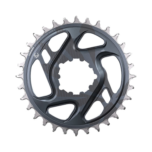 Plateau Mono SRAM X-SYNC 2 EAGLE 12V Direct Mount Offset 6mm Lunar Grey — vue du plateau sur fond blanc
