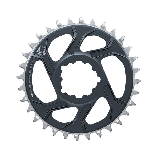 Einfach-Kettenblatt SRAM X-SYNC 2 EAGLE 12-fach Direct Mount, 4 mm Versatz, Mondgrau — Kettenblatt auf weißem Hintergrund