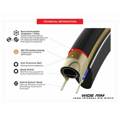 VITTORIA CORSA PRO WIDE Graphene G2.0 Tubeless-Ready-Reifen Beige