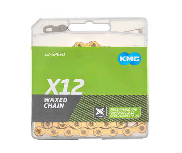 12-V-Kette KMC X12, gewachst, Gold