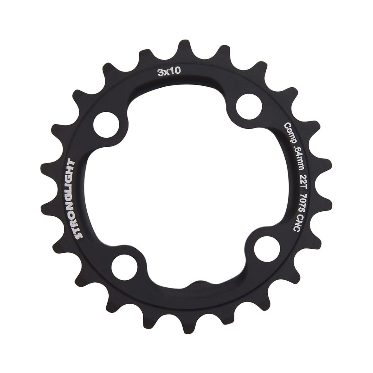Inneres Kettenblatt STRONGLIGHT CT² 10-fach für Dreifachkurbeln, 4-Loch, 64 mm — Kettenblatt auf weißem Hintergrund