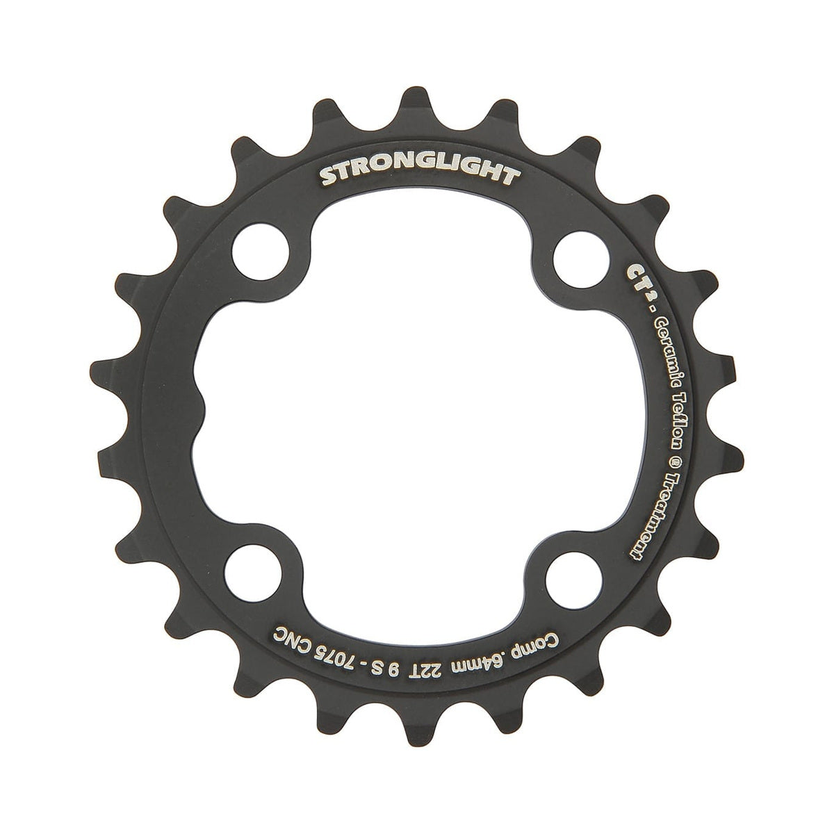 Inneres Kettenblatt STRONGLIGHT CT² 9-fach, 4-Loch, 64 mm — Kettenblatt auf weißem Hintergrund