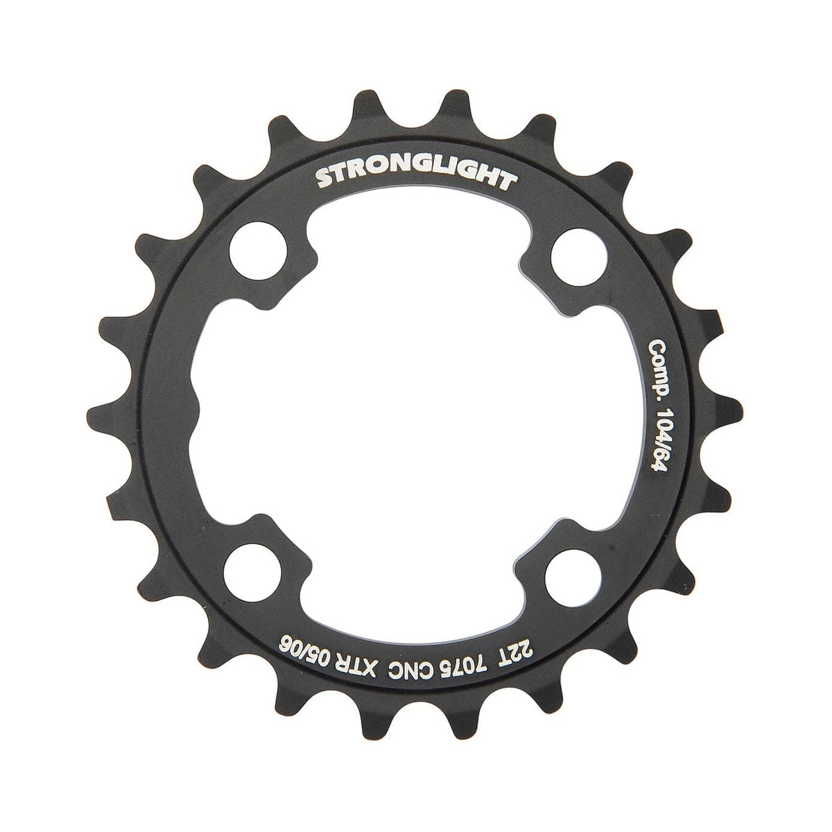 Inneres Kettenblatt STRONGLIGHT SHIMANO XTR M960 9-fach, 4-Loch, 64 mm — Kettenblatt auf weißem Hintergrund