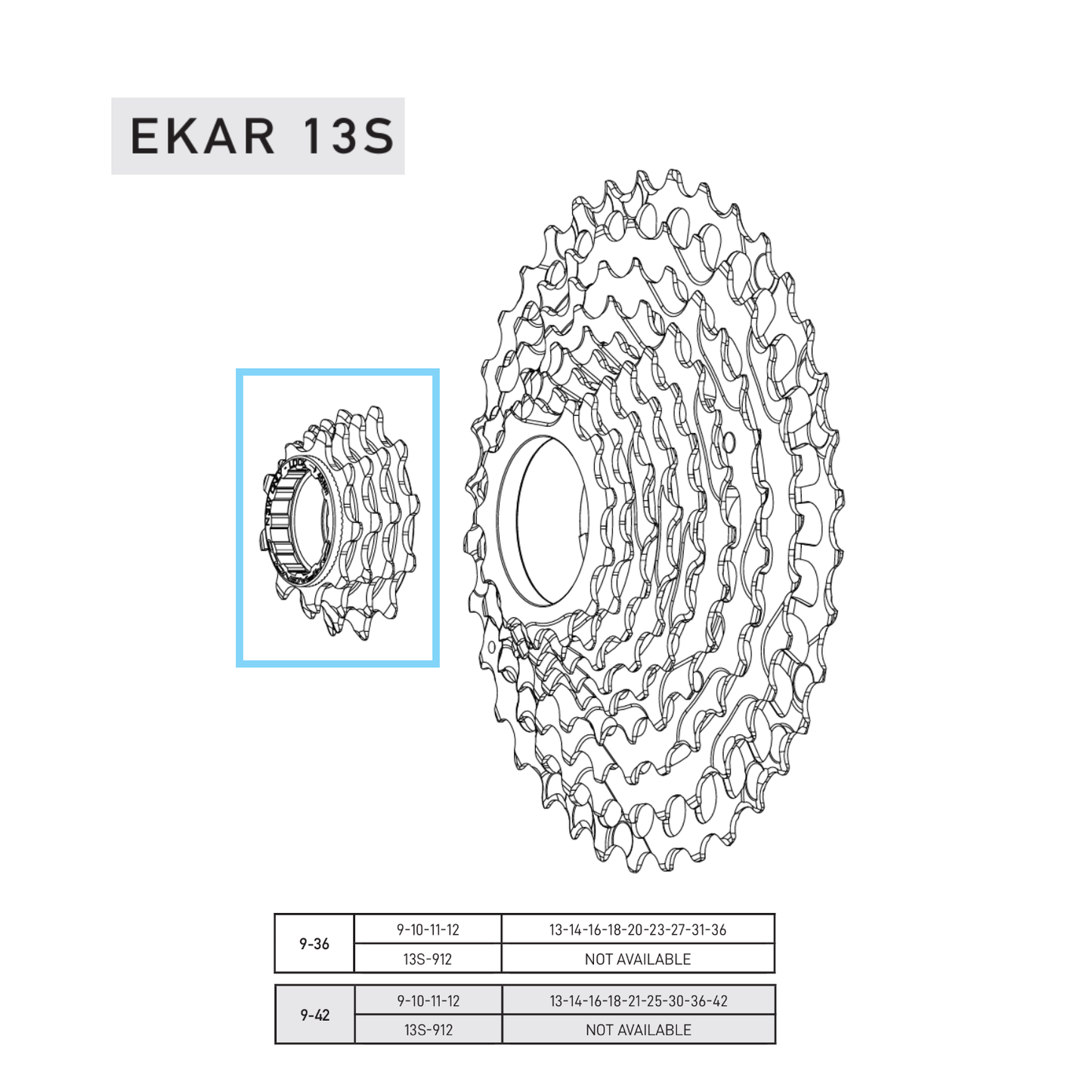 Ritzel CAMPAGNOLO EKAR 9-10-11-12 Zähne für Kassette 9-36 oder 9-42