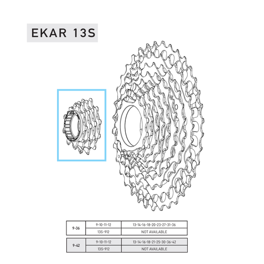 Ritzel CAMPAGNOLO EKAR 9-10-11-12 Zähne für Kassette 9-36 oder 9-42