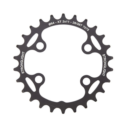 Inneres Kettenblatt STRONGLIGHT Shimano XT M8000/SLX M7000 11-fach, 4-Loch, 64 mm — Kettenblatt auf weißem Hintergrund