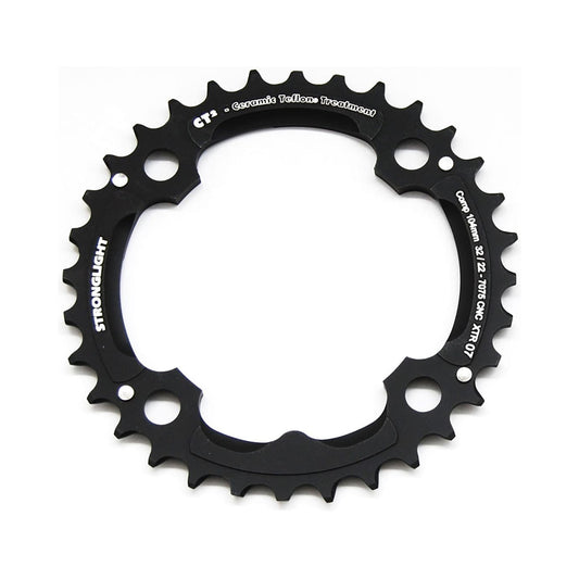 Mittleres Kettenblatt STRONGLIGHT CT² SHIMANO XTR M970 9-fach, 4-Loch, 104 mm — Kettenblatt auf weißem Hintergrund