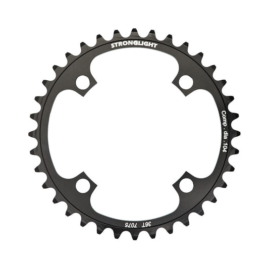 Einfach-Kettenblatt STRONGLIGHT Aluminium 7075 DH 8/9-fach, 4-Loch, 104 mm — Kettenblatt auf weißem Hintergrund