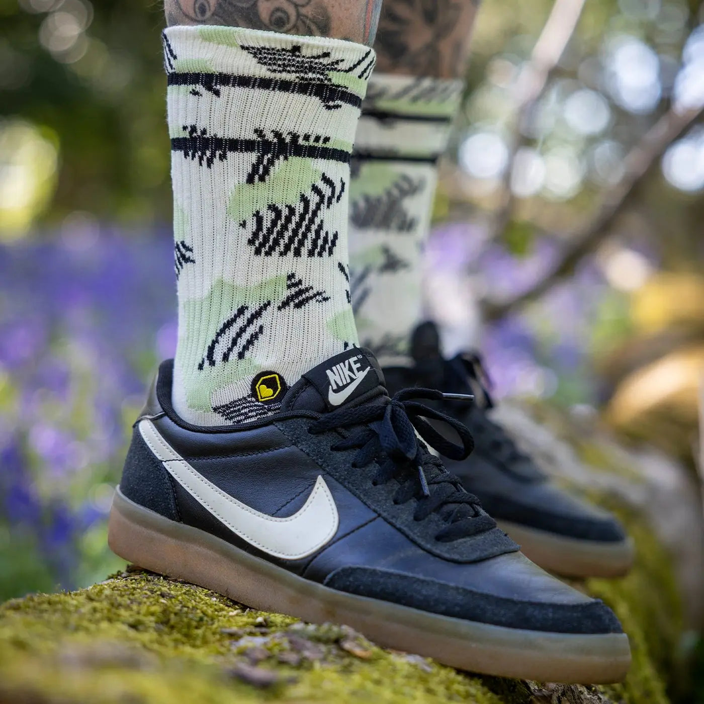 BURGTEC PATTERNED Socken Weiß/Grün