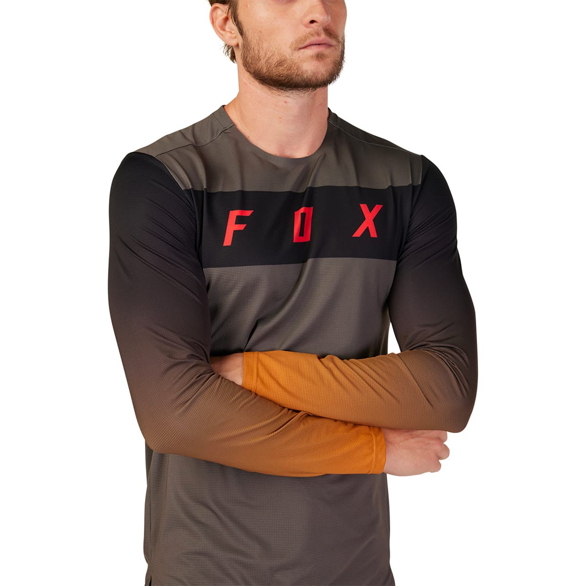 FOX FLEXAIR ARCADIA Trikot Langarm Grau/Braun