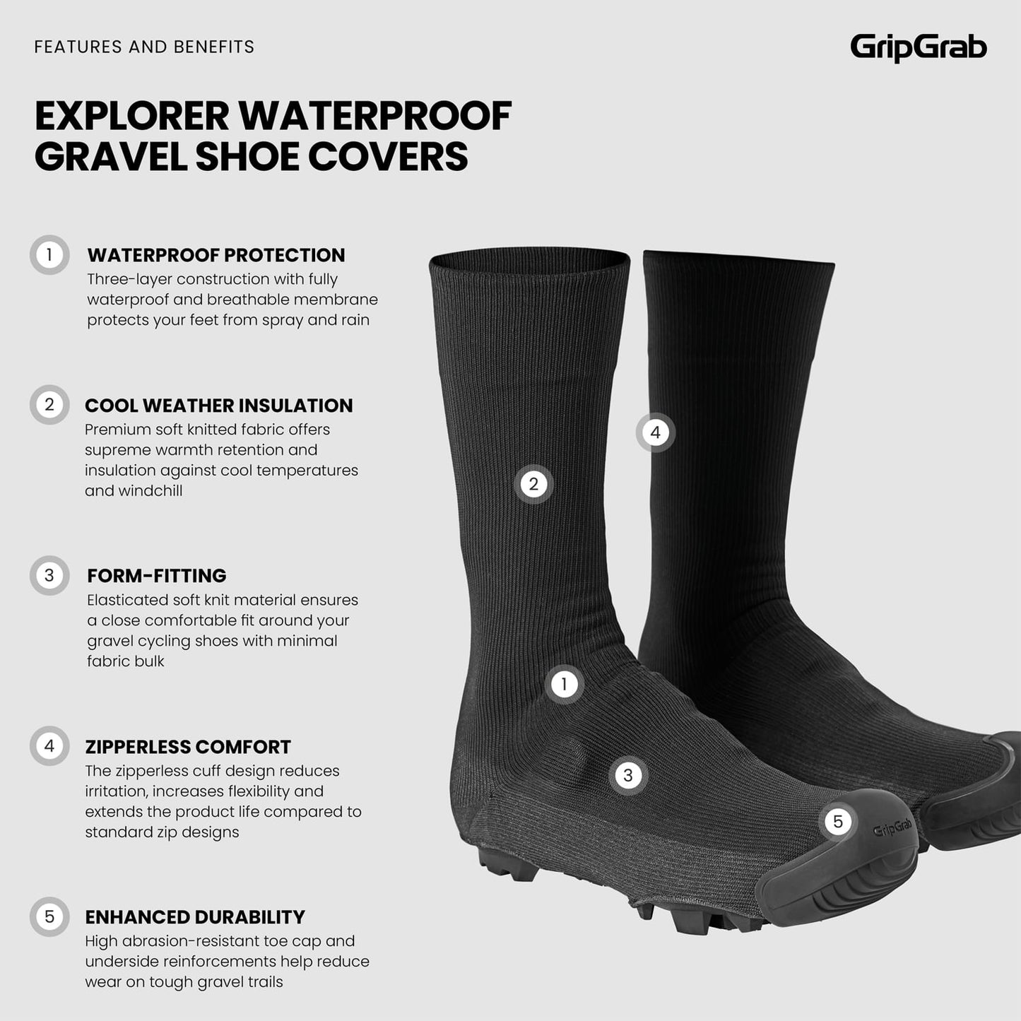 Überziehschuhe GRIPGRAB EXPLORER WATRPROOF GRAVEL Schwarz