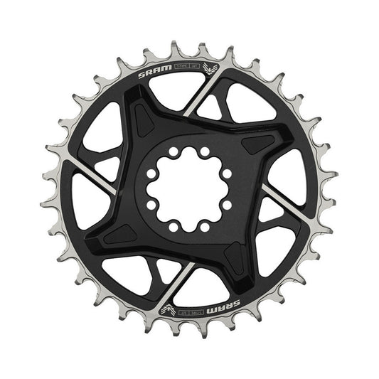 SRAM X0 T-TYPE EAGLE BOOST Kettenblatt für Einfachantrieb, 12-fach, Direct Mount, 3 mm Offset, Schwarz — Ansicht des Kettenblatts auf weißem Hintergrund