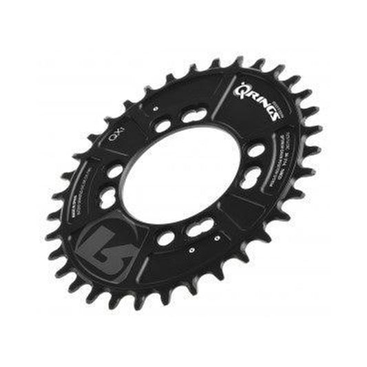 Ovales ROTOR QX1 NARROW WIDE 1-fach-Kettenblatt, 9/10/11/12-fach, 4-Loch, 76 mm — Kettenblatt auf weißem Hintergrund