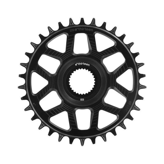 Plateau Mono E-THIRTEEN HELIX RACE E-SPEC 11/12V Direct Mount Bosch Gen4 Offset 15mm Noir — vue du plateau sur fond blanc