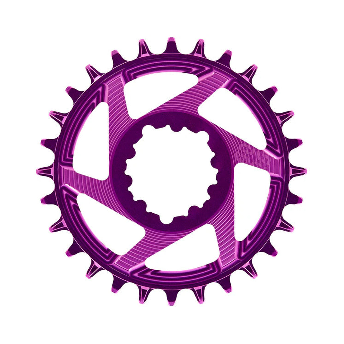 E-THIRTEEN HELIX RACE 1-fach-Kettenblatt, 11/12-fach, SRAM Boost Direct Mount, 3 mm Versatz, Violett — Kettenblatt auf weißem Hintergrund