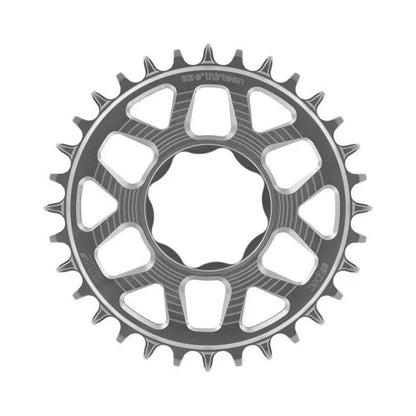 E-THIRTEEN HELIX RACE E-SPEC 1-fach-Kettenblatt, 11/12-fach, Direct Mount für TQ HPR50, Silber — Kettenblatt auf weißem Hintergrund