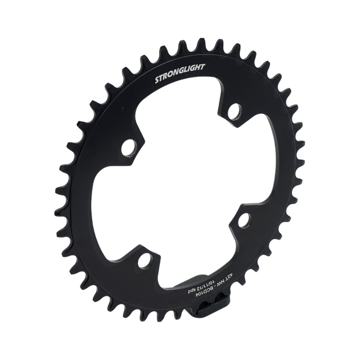 STRONGLIGHT 1-fach-Kettenblatt, 11/12-fach, 4-Loch, 104 mm, Stahl — Kettenblatt auf weißem Hintergrund