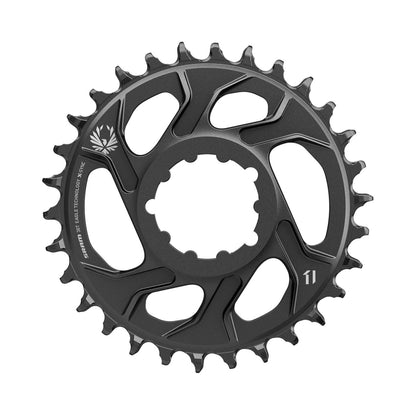 SRAM X-SYNC 2 EAGLE 1-fach-Kettenblatt, 12-fach, Direct Mount, 4 mm Versatz, Schwarz — Kettenblatt auf weißem Hintergrund