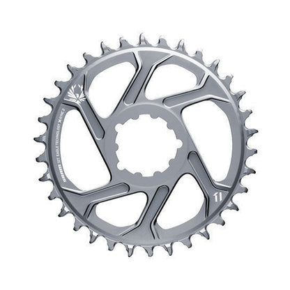 SRAM X-SYNC 2 EAGLE 1-fach-Kettenblatt, 12-fach, Direct Mount, 6 mm Versatz, Grau — Kettenblatt auf weißem Hintergrund