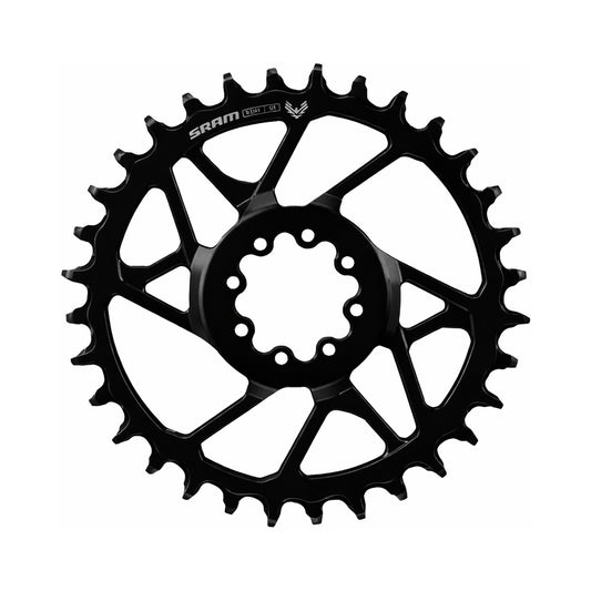 Plateau Mono SRAM S1000 T-TYPE EAGLE BOOST 12V Aluminium Direct Mount Offset 3mm  Noir — vue du plateau sur fond blanc