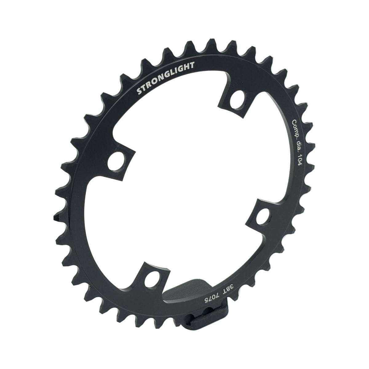 STRONGLIGHT BOSCH GEN1/GEN3 1-fach-Kettenblatt, 1/8/9/10-fach, Lochkreisdurchmesser 104 mm (Bosch, Shimano, Yamaha, Bafang, Brose …), Aluminium — Kettenblatt auf weißem Hintergrund