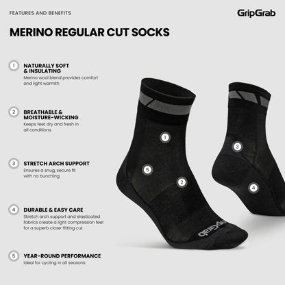 Socken GRIPGRAB MERINO REGALAR Schwarz (x3)