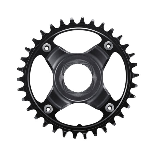 SHIMANO SM-CRE80-12-B E-Bike-1-fach-Kettenblatt, 12-fach, 55 mm Kettenlinie — Kettenblatt auf weißem Hintergrund