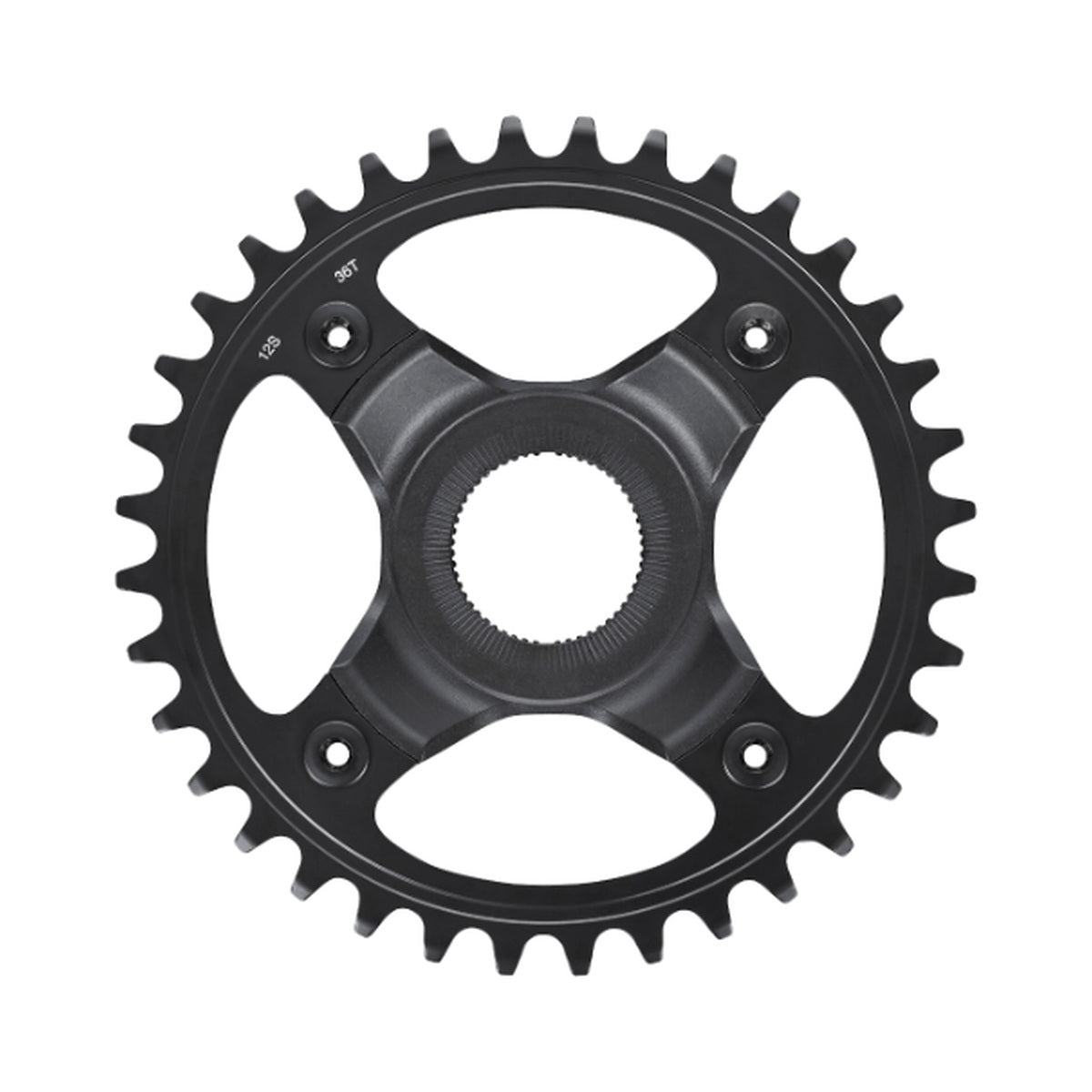 SHIMANO SM-CRE70-12-B E-Bike-1-fach-Kettenblatt, 12-fach, 55 mm Kettenlinie — Kettenblatt auf weißem Hintergrund