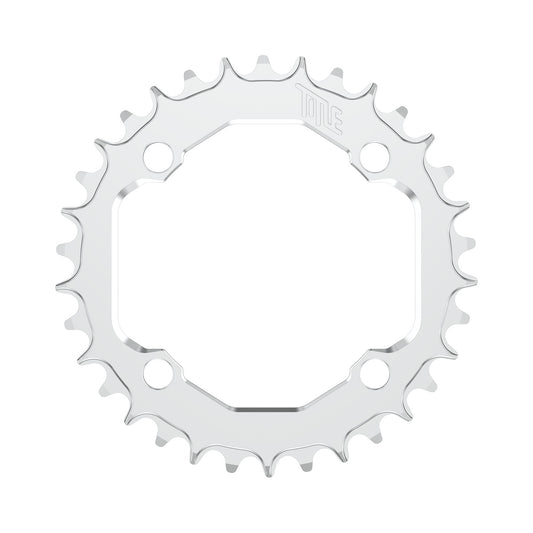 TITLE CR1-E Kettenblatt für SRAM T-Type, 12-fach, 104 BCD, Chrom — Kettenblatt auf weißem Hintergrund