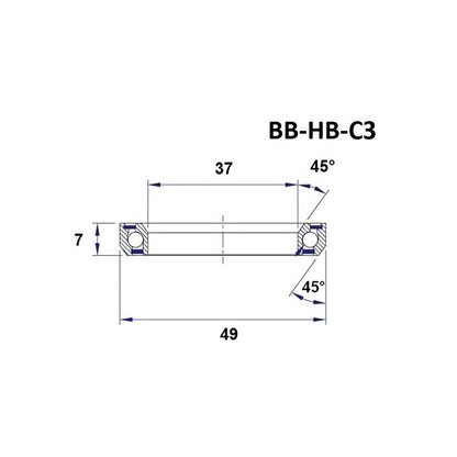 Steuersatzlager BLACK BEARING C3 45/45° (37 x 49 x 7 mm)