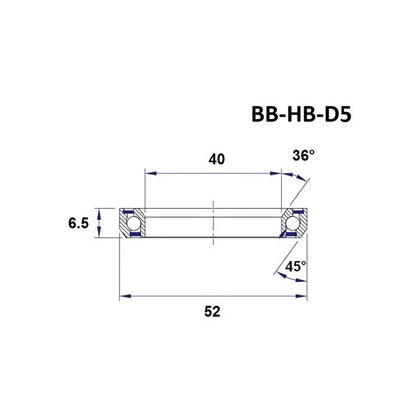 Steuersatz-Lager BLACK BEARING D5 1-1/2" 36/45° (40 x 52 x 6,5 mm)