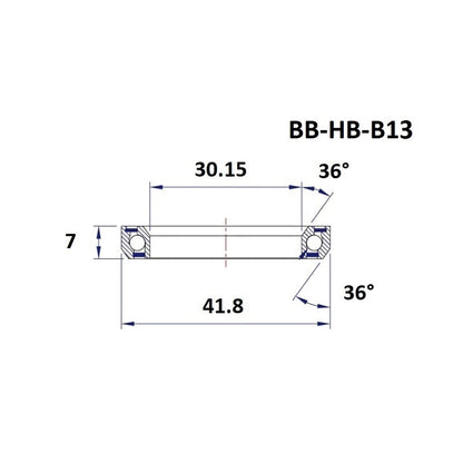 Steuersatz-Lager BLACK BEARING B13 1-1/8" 36/36° (30,15 x 41,8 x 7 mm)